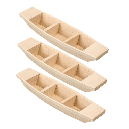 jojofuny 3 Piezas Miniaturas de Barcos de Madera sin Pintar Realistas de para Decoración de Escritorio Manualidades y Juguetes Educativos