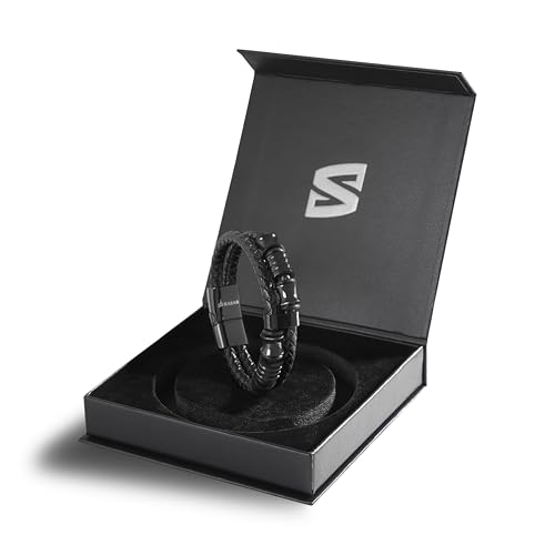 Image of SERASAR Premium Leather Bracelet Men | Stainless Steel Magnetic Clasp | Three Colors | Jewelry Box Included