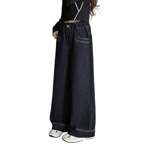 Wide Leg Jeans for Girls Baggy High Elastic Waisted Demin Straaight Casual Pants with Pockets Y2K Streetwear Trendy Trousers