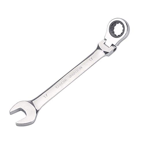 Image of FLZOSPER 17mm Metric Flex-Head Gear Wrench,Box End Head 72-Tooth Ratcheting Combination Wrench Spanner