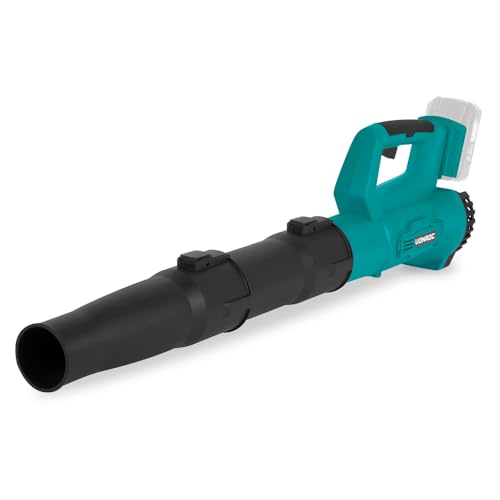 VONROC Soplador de hojas inalámbrico de 20 V, diseño axial, velocidad de aire 129 km/u, volumen de aire 7 m3/min. Batería y cargador