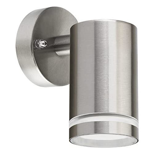 Long Life Lamp Company Downward Single Outdoor Wall Light IP65 Stainless Steel Clear Diffuser ZLC351 with LED Warm White GU10 5w
