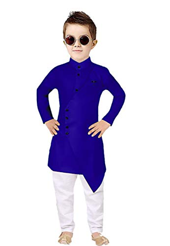 Image of Boy's Fancy Kurta Pyjama Set with Classis Cross Pattern Look