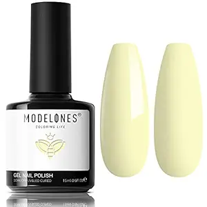 modelones Gel Nail Polish, 15ML Pastel Soft Yellow Gel Polish 1 Pcs Soft Light Lemon Chiffon Nail Polish Gel Soak Off LED Nail Art Starter Salon Manicure at Home DIY 2023