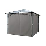 GEEIGNET FÜR: 3x3 m Pavillons mit Gardinenschiene aus unseren Reihen Rendezvous Deluxe, Sunset Premium und Sunset Deluxe (besitzt der Gartenpavillon eine doppelläufige Gardinenschiene, können Seitenteile und Moskitonetze gleichzeitig verwendet werden)