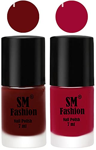Image of Long Lasting Nail Polish | Nail Paint Combo 7 ml Each) - Set of 2 Wine Red-Pure Wine