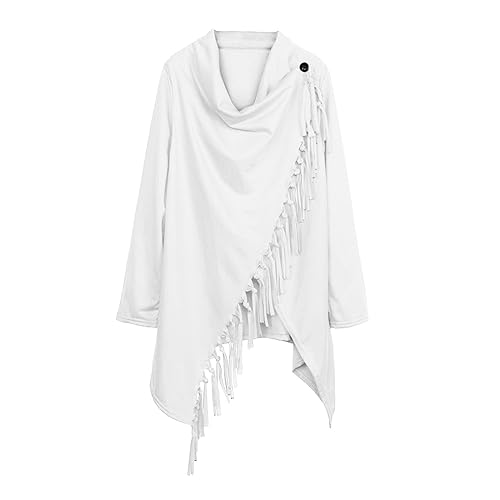 Womens Tassel Hem Sweater Long Cardigan Knitwer Pullover Poncho Coat Casual Loose Crew Neck Speckled Fringe Tunic Tops2