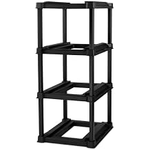 Four-Tier Heavy-Duty Storage Shelf, can Hold Four 27-Gallon Industrial Plastic Bins, Vertical Non-Stacking Design for Easy Access, Black Garage Organizer Shelf for Storage Bins, Durable