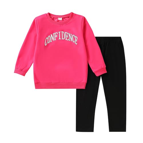 Image of Kids Toddler Girl Clothes Heart Letter Print Long-sleeved round collar top+Letter Print Pants Outfits Set