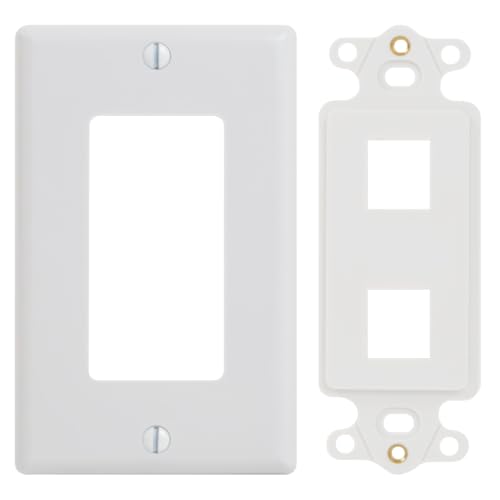 ICC 2-Port Decorator Wall Plate for Keystone Jacks, 1-Gang, White, 1-Pack