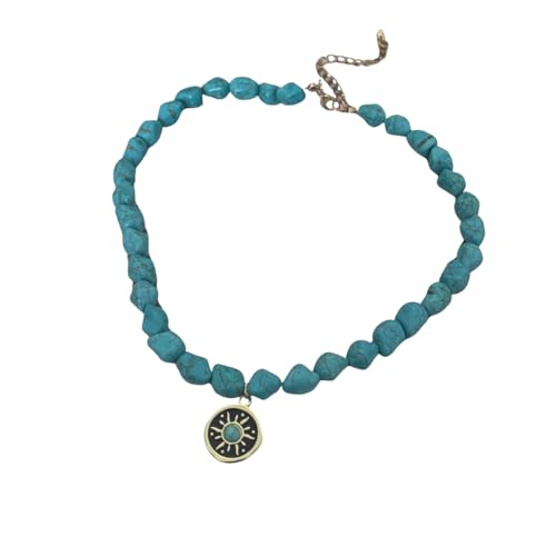 Bijoux pour hommes en turquoise naturelle et chaîne ajustable pour parfaire un look bohème chic