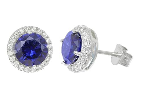 Boucles d'oreilles en argent et zircon cubique bleu trendor 21318-06