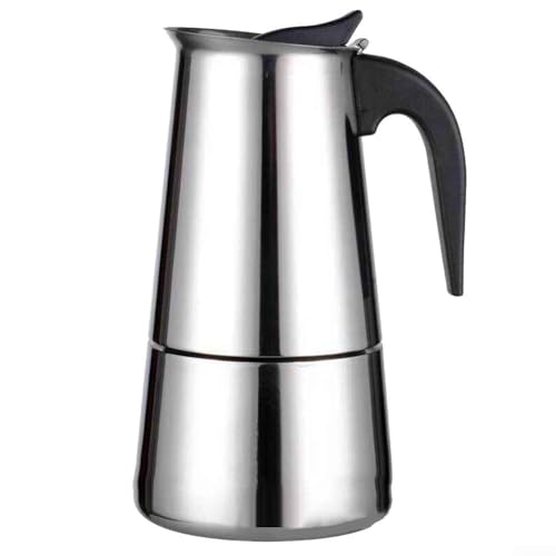 Gdfnmogo Cafetera Moka Pot de acero inoxidable, 6 o 9 tazas, cafetera espresso para estufa, compatible con inducción, estilo italiano, resistente al calor (450 ml)