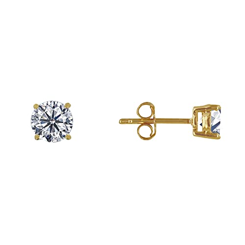 LES POULETTES BIJOUX - Boucles d'Oreilles Plaqué Or Solitaire Strass Cristal 6mm Cover