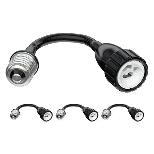 ledscom.de 4 Pieces E27 gooseneck Extension Elektra to GU10, Black