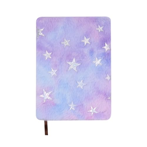 Image of Caviotess Glitter Star Plush Diary for Girls Kids Cute Fuzzy Rainbow Notebook Journal Writing Planner Notepad (160 Pages)