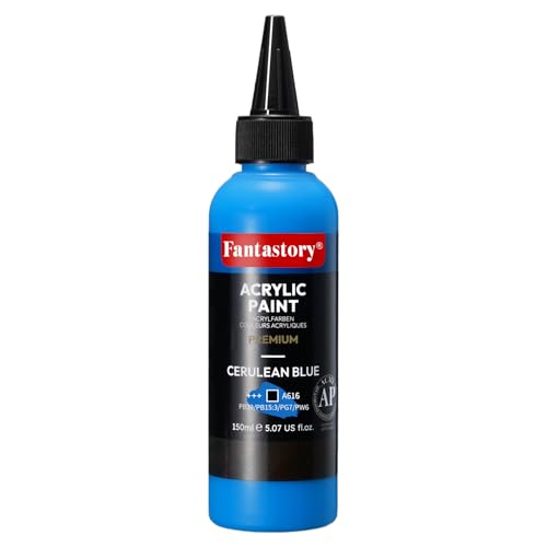Image of Fantastory 150ml Blue Deep Hue Acrylic Paint - Squeeze Bottle | Extreme Coverage + Precise Color Matching, Recommended by Professionals for Canvas, Wood, Clay, Fabric, Ceramic