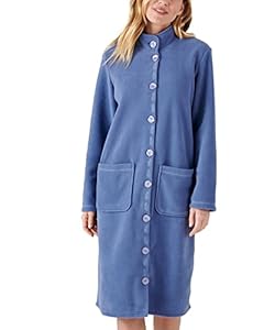 Damart - Robe de Chambre Thermolactyl en Maille Polaire Femme Bleu Taille 50-52 (XL)
