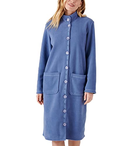 Damart - Robe de Chambre Thermolactyl en Maille Polaire Femme Bleu Taille 42-44 (M)