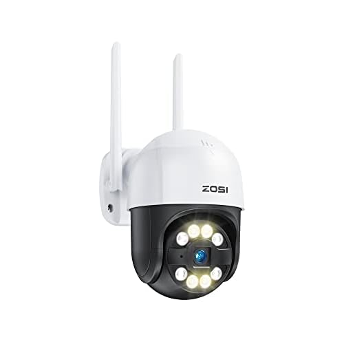 ZOSI 2K WiFi Camera Outdoor, 360° Pan/Tilt Home Security CCTV Camera, Color Night Vision, Person Vehicle Detection, Auto Tracking, Light Siren, 2-Way Audio, Alexa, Cloud & Local Storage, C28