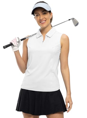 BGOWATU Women's Sleeveless Golf Polo Shirts 1/4 Zip Tennis Tank Tops with Collar UV Protection Quick Dry4