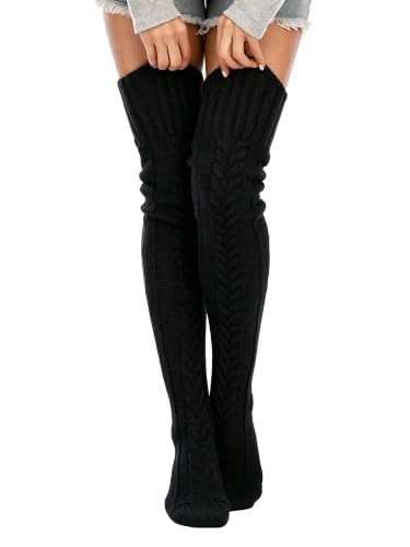 Leoparts Women's Knitted Thigh High Socks Winter Soft Extra Long Over Knee High Stocking Leg Warmers