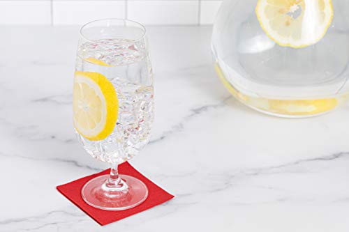 American Homestead Linen-Like Cocktail Napkins for Wedding, Birthday, 100 Pack Premium Colored Beverage/Bar Napkins Bulk, Eco-Friendly, Compostable, for Dessert, Cake, Drinks (Red, 4\" x 4\") - Thumbnail 6