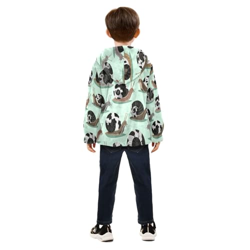 Snail Pattern Cow Print Toddler Fleece Jacket Girl Boys Hooded Fleece Jacket Coat Warm Outwear Zip-up 3-10T4