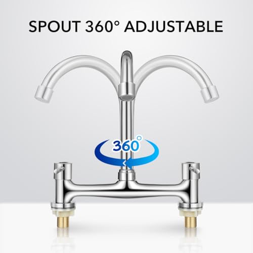 Robinet de cuisine double levier avec rotation 360 degrés - 6