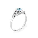 ARTISANJEWELS 925 Sterling Silver Boho Ring, Natural Sky Blue Topaz Gemstones Stones, Handmade Hypoallergenic Jewellery for Women, Birthday Healing Crystals Statement Rings, Christmas Gift-US-5