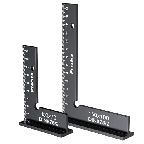 Schlosserwinkel Set, Preciva 2 Stück 90° Anschlagwinkel Zimmermannswinkel mit Messskala(cm) für Präzise Arbeiten im Metallbau und Werkstatt, Größe 100 x 70mm und 150 x 100mm