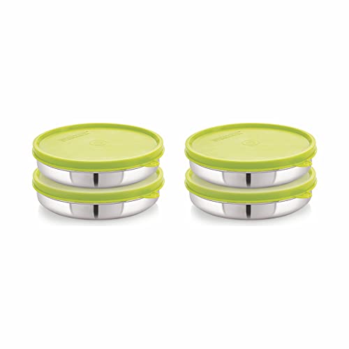 STEELLOCK Stainless Steel Airtight Container | Leak Proof Container/Storage/Lunch Box with Lid | BPA Free, Durable & Rust-Proof | SL-41-set of 4, 550ml each, Green