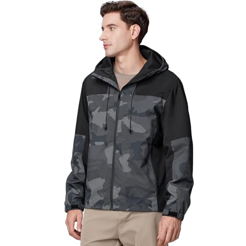 Men’s Water-Resistant Windproof Raincoat Lightweight Outdoor Windbreaker with Hood for Fall and Spring 5