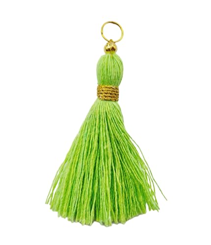 Image of Zippy Flora Micro 1.5 inch Length Cotton Handmade Tassels for Saree /Blouse /Dupatta /DIY /Decor (Pack of 12) (Parrot Green)