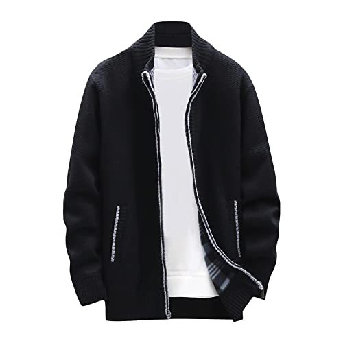 Casual Sweaters Cardigan Knitted Long Sleeve Jacket Full Zip Fleece Winter Warm Coat Outdoor Work Dress, XL-4XL