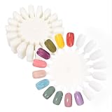 siyuwuro 20Pcs False Nail Swatches Wheels for 360 Color Nail Tips Acrylic Nail Art Polish Display Nail Practice Tips Board for Manicure, Home DIY/Nail Art Salon Show, Natural