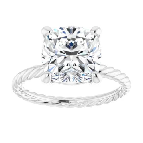 3-5 CT Asscher Cut Moissanite Engagement Ring for Women | Rope Style Swirl Shank Solitaire Anniversary Ring for Her | 925 Sterling Silver, 10K/14K/18K Solid Gold & Size 4-12