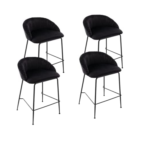 CIMOTA Counter Height Bar Stools Set of 2 Rattan Farmhouse Barstools Mid Century Modern Bar Chairs Upholstered Kitchen Stools with Wood Legs for Island/Dining Room, Linen Beige 26.5In