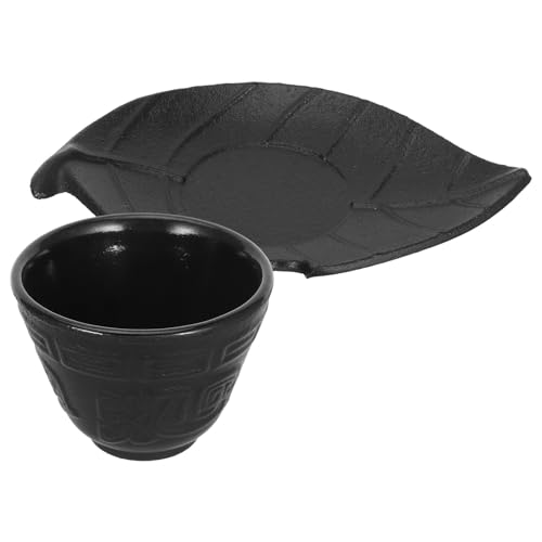 SUPVOX Set de Taza de Té Asiática de Hierro Fundido Posavasos Hoja, para Degustación y Ocasiones Obsequios