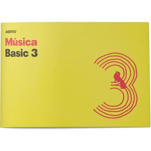 ADDITIO - Cuadernos de música BASIC 3 para la iniciación a la música | 3 pentagramas de 24 mm | 20 páginas | Tamaño 24 x 17 cm apaisado | Papel ecológico | 20 páginas | Grapa | Amarillo |