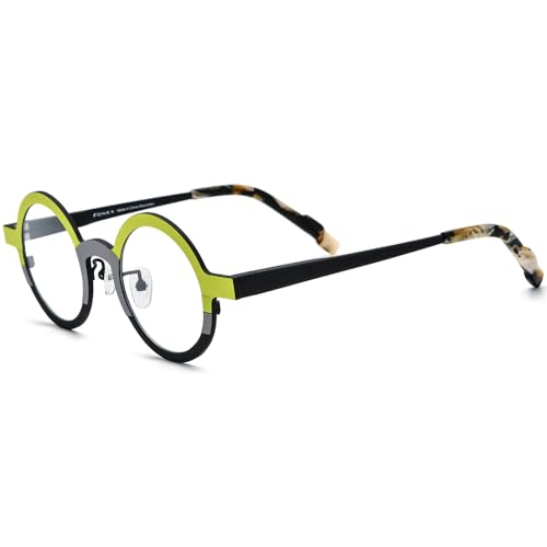 Image of FONEX Colorful Pure Titanium Glasses Frame Women Retro Round Eyeglasses