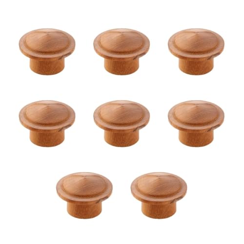 Image of Solid Teak Wood Cabinet Knobs for Kitchen Cabinets, Drawers & Dressers | Size: 1.5 Inch | Modern Natural Wood Finish - Pack of 8-| 3 Years Warranty |