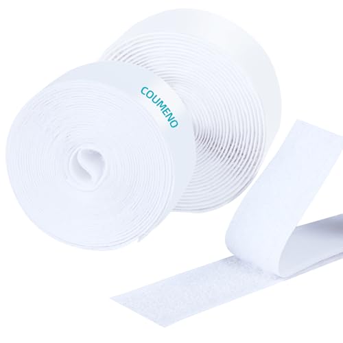 Image of Hook and Loop Tape, 0.8inX9.84FT，Strong Self-Adhesive Hook and Loop Tape Self-Adhesive Heavy Duty Strap for Family Sofa Cushions, Free Cutting White