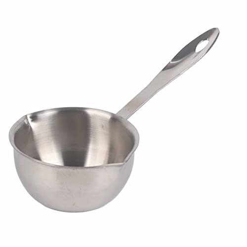 Julihai Olla Todo en para Calentar Leche de Acero Inoxidable, Ideal para Calentar Leche y Hacer Jarabes, Boquillas de Doble Labio para Filtrar Pasta, Caramelo y Derretir Queso (150ML)