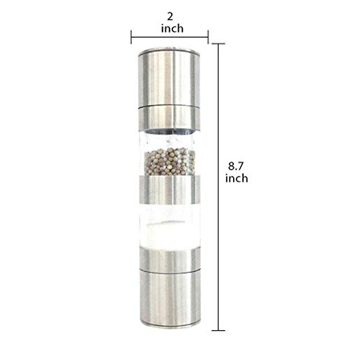 2 In 1 Dual Zout en Peper Grinder Set, RVS Zout Grinder met Verstelbare Keramische Rotor, Zout Mill en Peper Mill Shaker… - Image 3