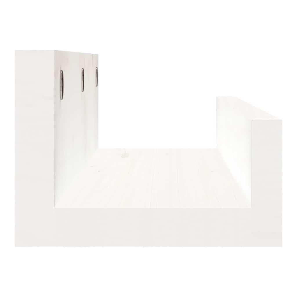 Półki ścienne z litego drewna sosnowego, zestaw 2 sztuk, białe, 50 x 12 x 9 cm, wiszące, do regału na książki, półka ścienna, dekoracja do salonu, kuchni