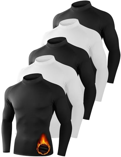 Dalavch 5 Pack Thermal Compression Shirts for Men Mock Turtleneck