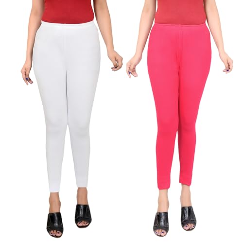 Image of Leggings for Women Ankle Length Combo Pack Black and White Cotton Stretch Comfortable Gym Yoga Pants Slim Fit Stylish Women Leggings