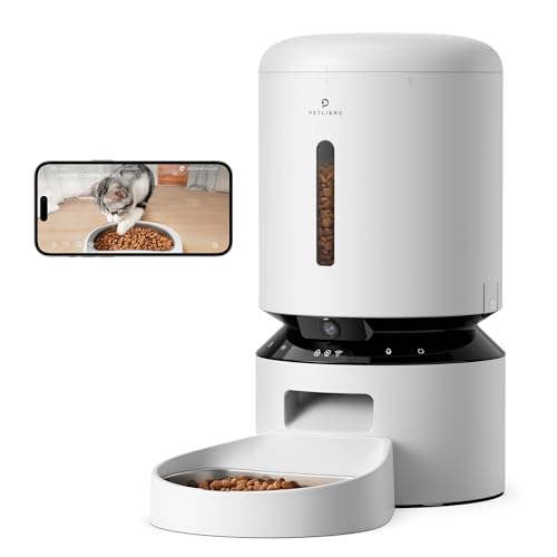 PETLIBRO Distribuidor automático de alimentos para gatos con cámara 1080P – Comedero para perros con APP y WiFi 5G y 2.4G, sensor de comida baja y bloqueo