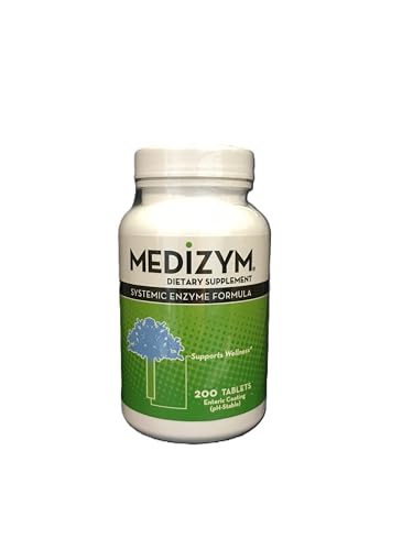 Medizym Naturally Vitamins, Systemic Enzyme, Support for Healthy Inflammation Response, Immune System & Joints with Pancreatin, Papain, Bromelain, Trypsin, Rutin - Gluten, Dairy Free, 200 Tablets